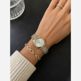 ساعت زنانه و دخترانه کاسیو casio بند استیل نقره ای طلایی تقویم دار