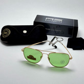 عینک شب و آفتابی خلبانی رندولف شیشه سنگ سبز فریم طلایی فول پک اصلی RANDOLPH AVIATOR RE 58 24K GOLD