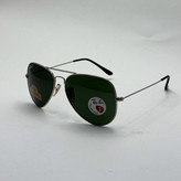 عینک ریبن خلبانی شیشه سنگ پلاریزه سبز با فریم نقره ای به همراه پک کامل ریبن کد Rayban RB 3026
