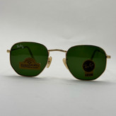 عینک ریبن هگزونال شیشه سنگ سیز فریم طلایی به همراه پک کامل ریبن کد Rayban RB 3548