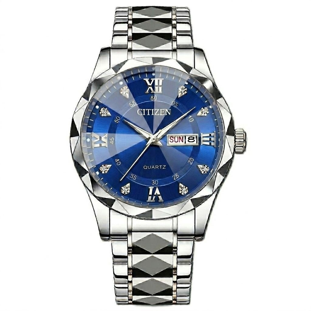 ساعت مچی مردانه سیتیزن citizen بند الماسی صفحه سرمه ای