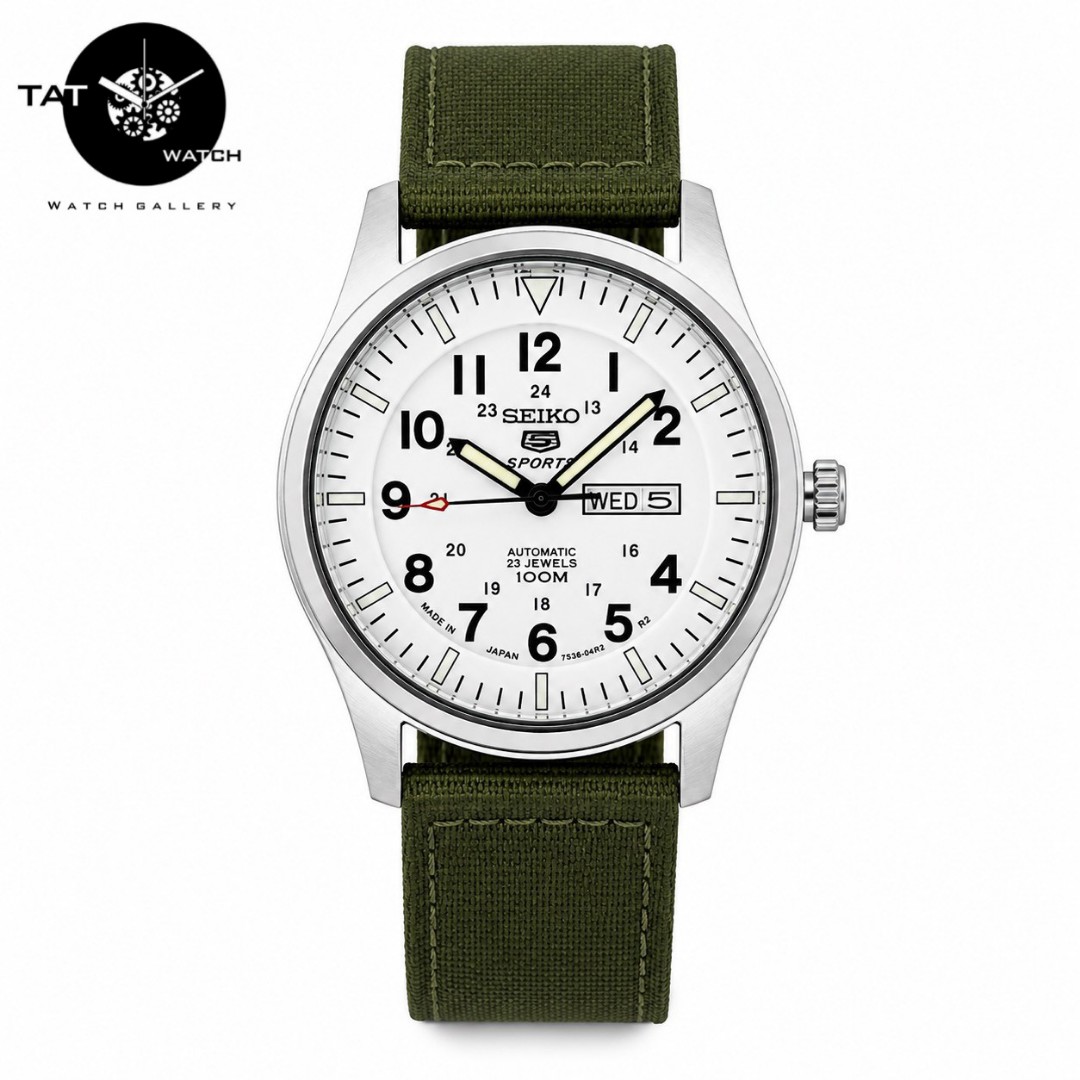 ساعت مردانه سیکو5 خلبانی موتور آرامگرد دو تقویمه باگارانتی یکساله و جعبه seiko5 ساعت مچی