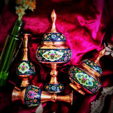 ست شکلات خوری و گلدان مس و پرداز مدل ترنج دار