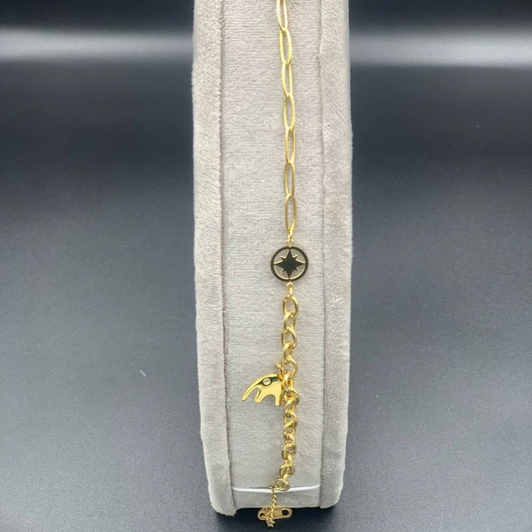 دستبند زنانه طرح آویز دایره ای رنگ ثابت با کیفیت بالا کد zel (پس کرایه)