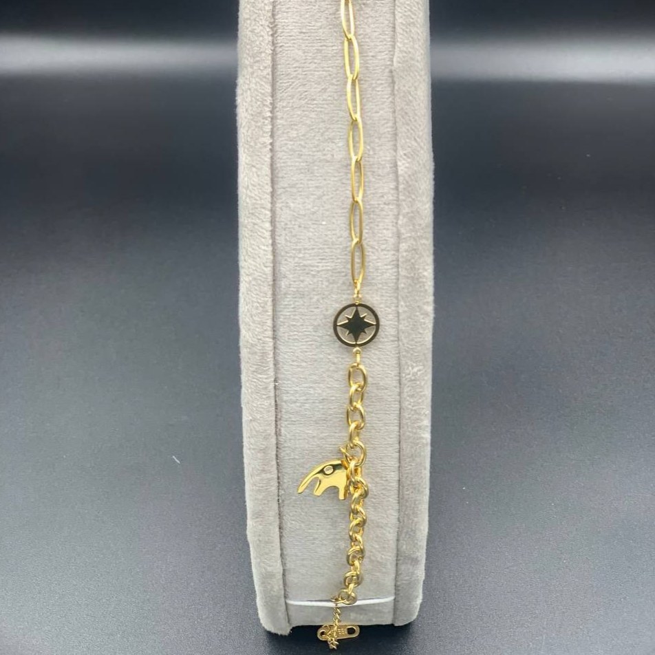 دستبند زنانه طرح ونکلیف VanCleef و گوی رنگ ثابت با کیفیت بالا کد zel (پس کرایه)