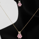 ست گردنبند و گوشواره طرح گل جواهری زنانه نگین کاری شده رنگ ثابت کد zmp (پس کرایه)