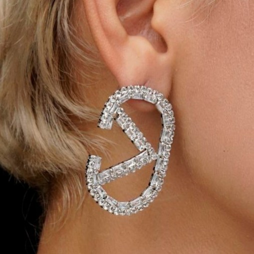 گوشواره جواهری مدل جفت حلقه ای در تنوع طرح رنگ کاملا ثابت کد bn (پس کرایه)