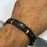 دستبند چرمی قفل و پلاک استیل مردانه کارتیر Cartier قهوه ای کیفیت چرم عالی تنوع طرح رنگ ثابت کدbn (پس کرایه)