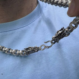ست گردنبند و دستبند استیل مردانه طرح اژدها رنگ ثابت کد ki