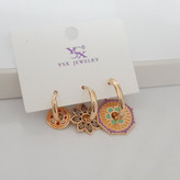 گوشواره رنگثابت 3 لنگه برای 3 تا سوراخ گوش برند YSX با آبکاری طلا ورق بزنید لطفا