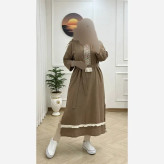 کفتان زنانه نوار کنفی جنس موسلین دبل فیس فری سایز تا 48
