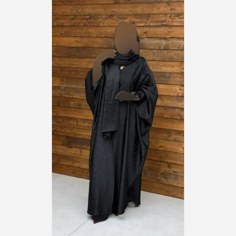 ست عبا و شال مجلسی نگین دار جنس ساتن زارا فری سایز (3)