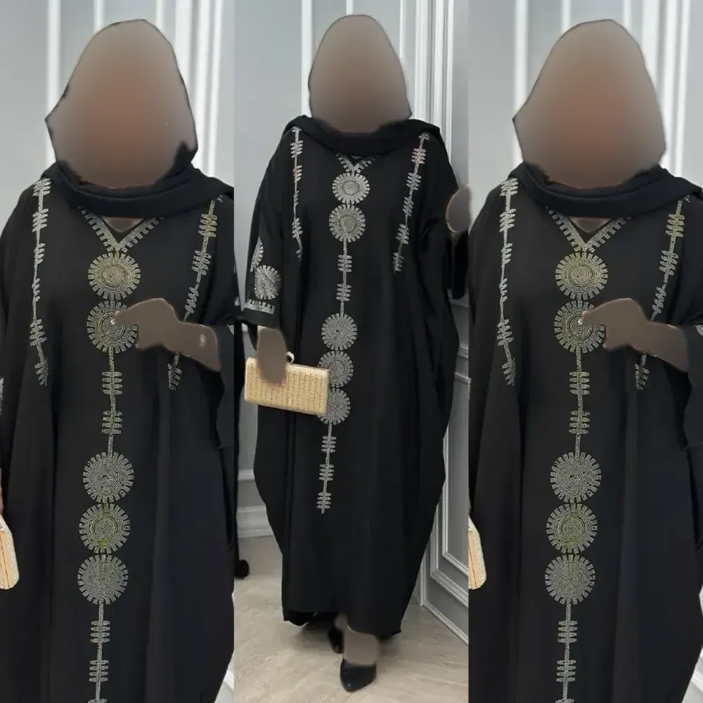 عبایی خلیجی مشکی جنس الیزه فری سایز 38 تا 52 با بند تنظیم سایز