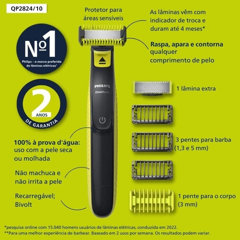 ماشین اصلاح وان بلید فیلیپس دارای تیغه اضافی QP2824/10اصلی و اورجینال