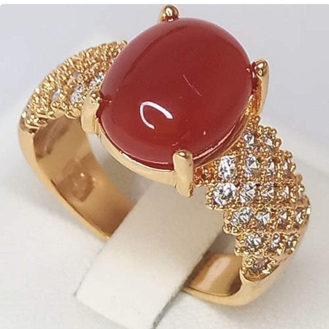 انگشتر زنانه طلا روس نگین عقیق خراسان اصل اصل رکاب پرنس نگین دار