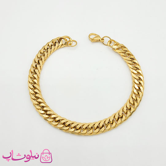 دستبند مردانه استیل طرح کارتیه طلایی کد 300