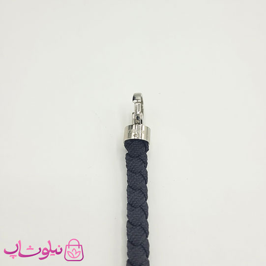 دستبند امگا برزنتی یا کنفی مشکی مردانه با قفل نقره ای کیفیت مستر کد 1100