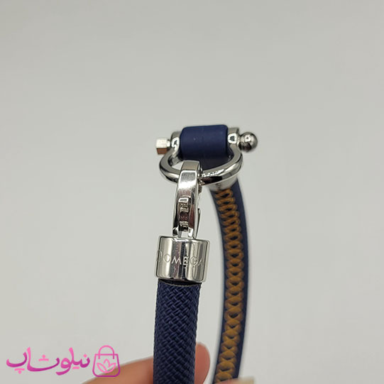 دستبند امگا رابر سرمه ای مردانه سایز لارج کیفیت مستر با دوخت نارنجی (طراحی جدید) کد 1350