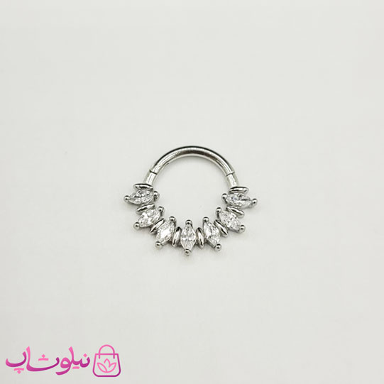 پیرسینگ دیث گوش یا سپتوم بینی مدل نگینهای سفید اشکی کد 399