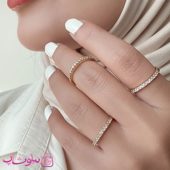 رینگ زنانه ژوپینگ مدل ظریف نگیندار کد 2991