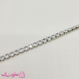 گردنبند دخترانه تنیسی نقره ای رنگ نگین مربع سفید 45 سانت کد 2598
