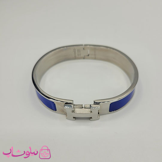 دستبند زنانه هرمس آبی نقره ای استیل قفل اورجینال کد 680