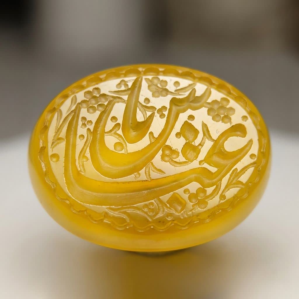نگین عقیق زرد حکاکی یا عباس کد 5877