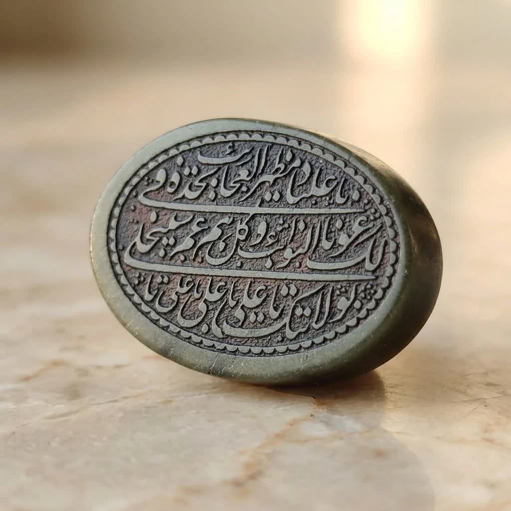خرید سنگ یشم اصل با حکاکی نادعلی؛ انرژی بینظیر و زیبایی جاودان کد 4217