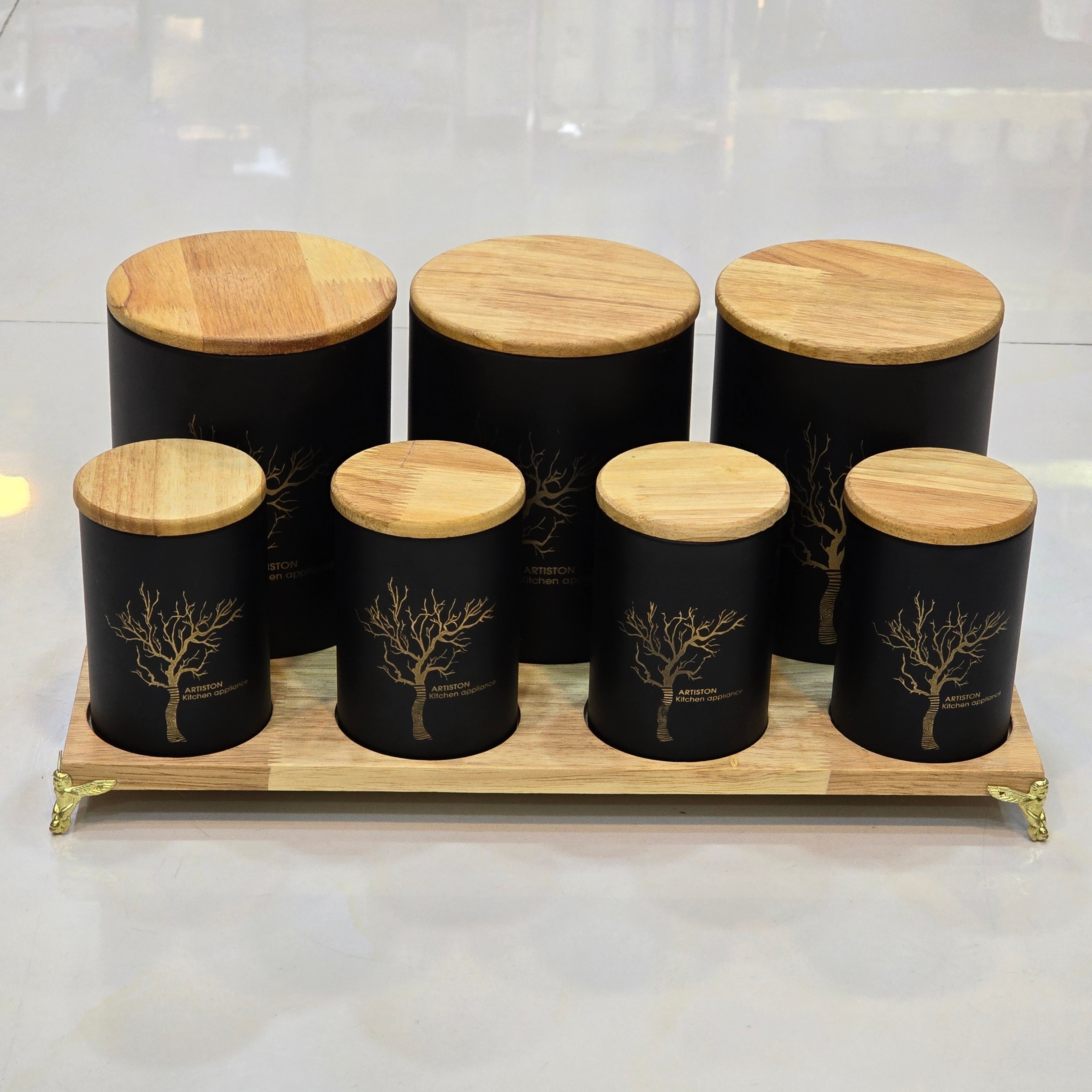 سرویس آشپزخانه 18 پارچه فلزی درب بامبو با ضمانت