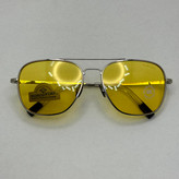 عینک آفتابی و شب خلبانی رندولف شیشه سنگ زرد فریم نقره ای فول پک اصلی RANDOLPH AVIATOR RE 58 24K WHITE GOLD (ارسال