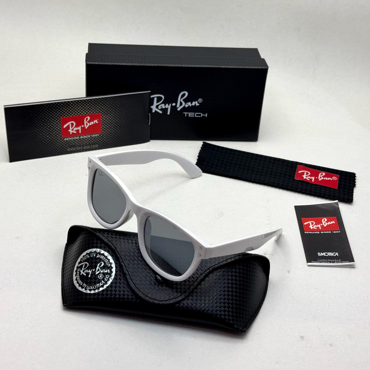 عینک آفتابی ریبن ویفرر ریورس سفید به همراه پک کامل rayban (ارسال رایگان)