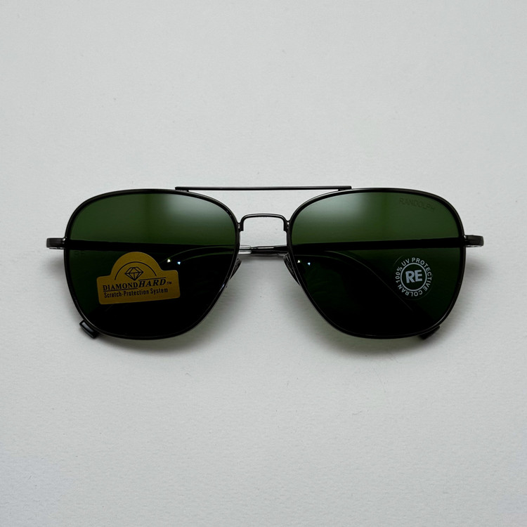 عینک آفتابی خلبانی رندولف شیشه سنگ آنتی رفلکس سبز فریم نوک مدادی فول پک RANDOLPH AVIATOR RE 58 24K (ارسال رایگان)