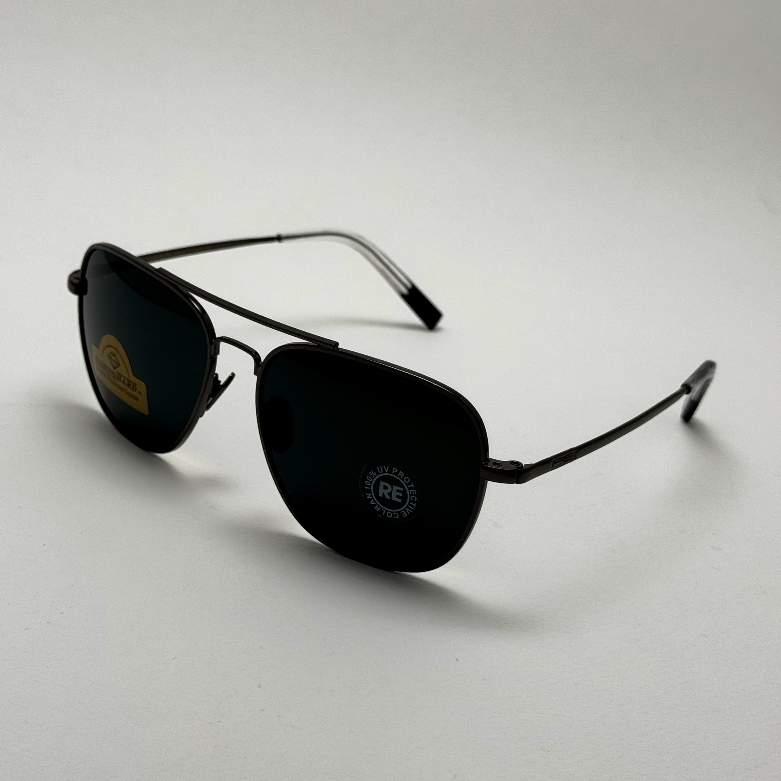 عینک آفتابی خلبانی رندولف شیشه سنگ آنتی رفلکس مشکی فریم نوک مدادی فول پک RANDOLPH AVIATOR RE 58 24K WHITE GOLD (ارسال