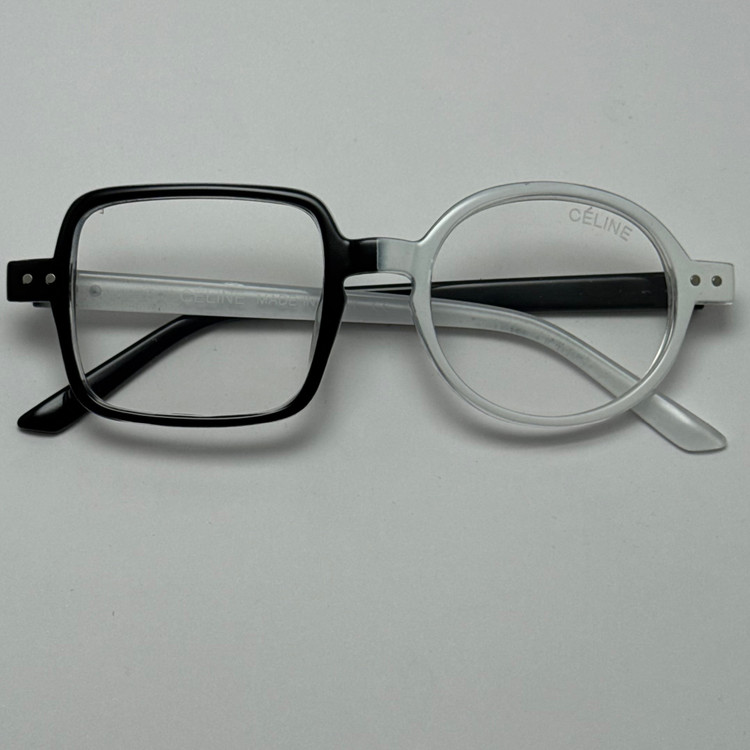 فریم عینک طبی بلوکات سلین Celine مربع دایره ای سفید مشکی (ارسال رایگان)