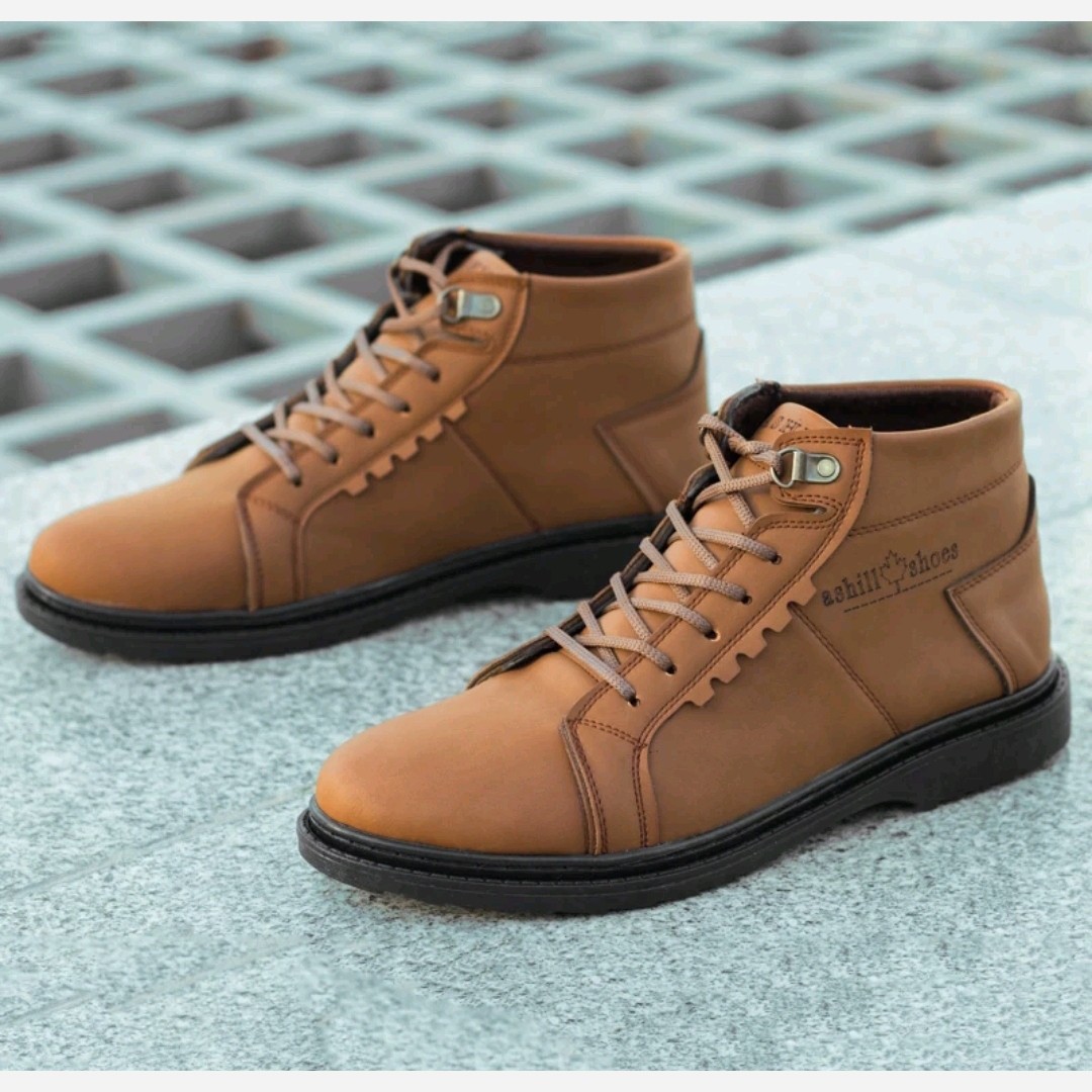 نیم بوت مردانه بندی مدل شیک گام رنگ عسلی تیره پرفروش باحداقل سود *کفش مجلسی*کفش اسپرت*کفش شیک پرفرووش