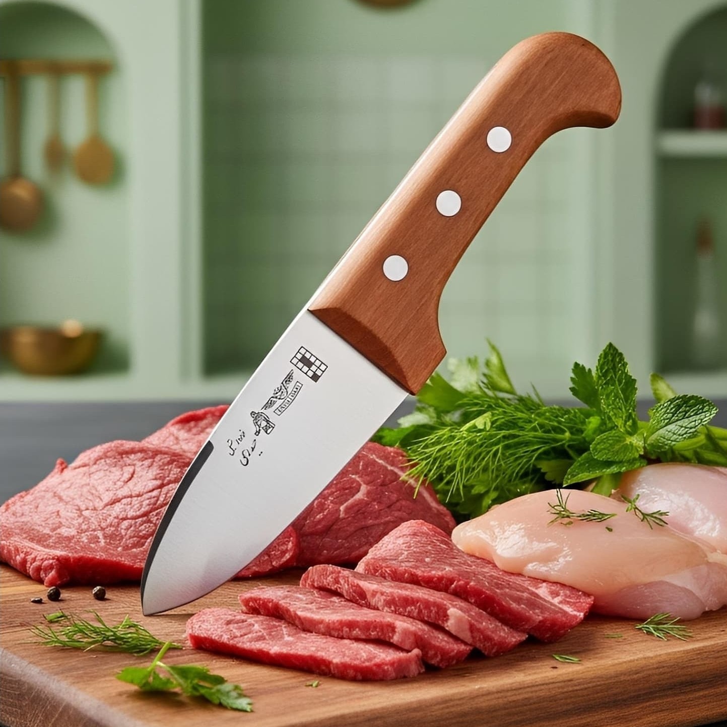 چاقوی سلاخی حیدری چوبی سایز 1 ضد زنگ