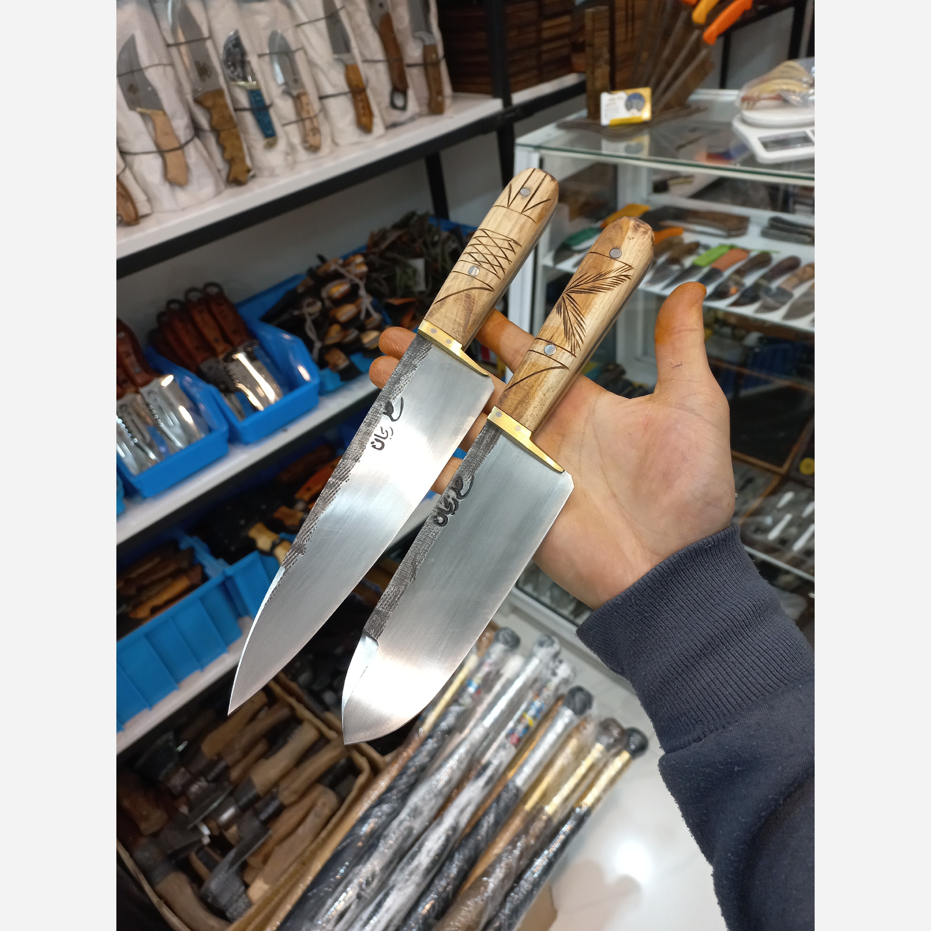 چاقو راسته سلاخی فولاد علی زنجان(ست 2عددی)